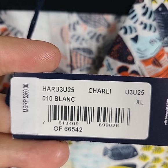 NWT Vilebrequin Short Sleeve Linen Button Shirt Charli Fish Print Sz XL $260 - Picture 3 of 8